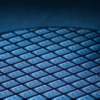 stock photo detail of silicon wafer containing microchips